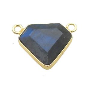 Labradorite polygon pendant with 2loops, approx 15-17mm