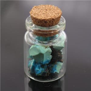 Wishing Bottle pendant with Chrysocolla chips, approx 22-35mm