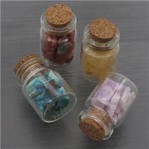 Wishing Bottle pendant with Gemstone Chips, mixed, approx 22-35mm