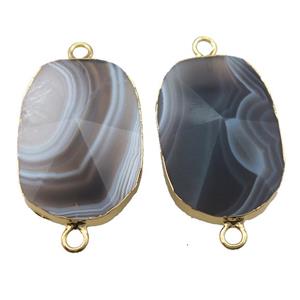 Botswana Agate connector, point, freeform, gold plated, approx 15-30mm