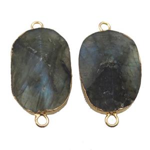 Labradorite connector, point, freeform, gold plated, approx 20-35mm