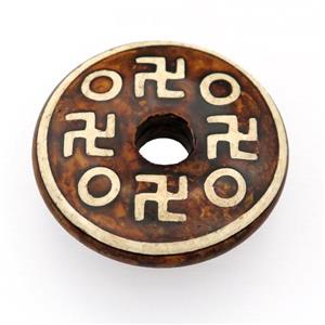 DZi donut pendant, approx 47mm dia