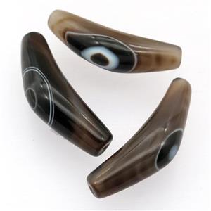 Agate horn beads with evil eye, approx 15-55mm