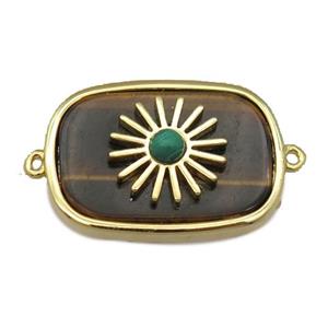 Tiger eye stone rectangle connector, approx 16-22mm