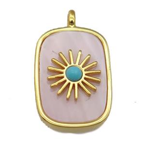pink Queen Shell rectangle pendant, approx 16-22mm