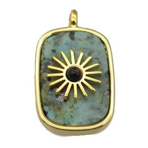 green African Turquoise rectangle pendant, approx 16-22mm
