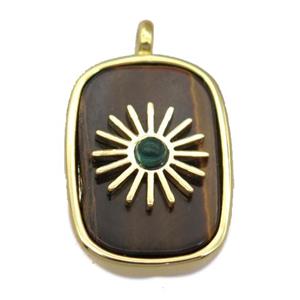 Tiger eye stone rectangle pendant, approx 16-22mm