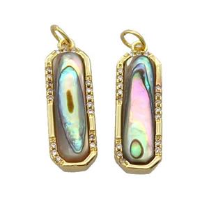 copper pendant pave zircon with Abalone shell, gold plated, approx 8-22mm
