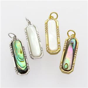 copper pendant pave zircon with shell, mixed, approx 8-22mm