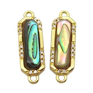 copper connector pave zircon with Abalone shell, gold plated, approx 7-17mm