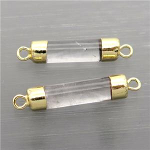 Crystal Quartz column connector, gold plated, approx 5-18mm