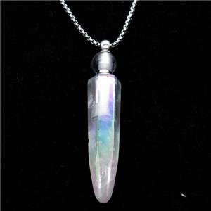 Clear Quartz perfume bottle Necklace, electroplated, bullet, approx 14-60mm