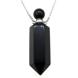 black Onyx Agate perfume bottle Necklace, approx 16-60mm