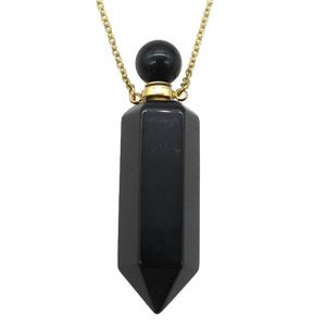 black Onyx black perfume bottle Necklace, approx 16-60mm