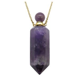 purple Amethyst perfume bottle Necklace, approx 16-60mm