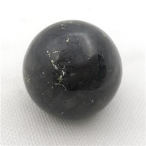 Black Shungite Sphere Massage Ball Globe Nohole, approx 40mm dia
