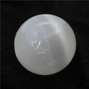 White Selenite Sphere Massage Ball Globe Nohole, approx 40mm dia