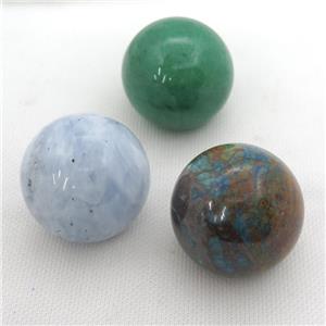 Mix Gemstone Sphere Massage Ball Globe Nohole, approx 40mm dia