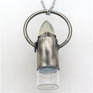 copper perfume bottle Necklace with lemon quartz, gunmetal, approx 16-60mm
