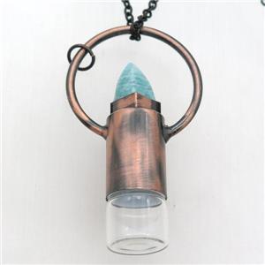 copper perfume bottle Necklace with amazonite, antique red, approx 16-60mm