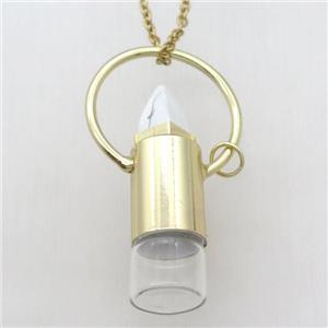 copper perfume bottle Necklace with white howlite, gold plated, approx 16-60mm