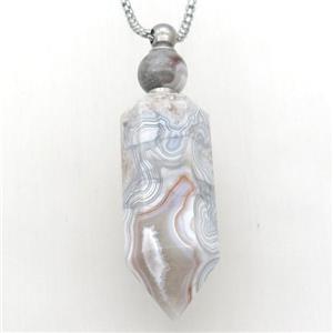 Mexican Crazy Agate Perfume Bottle Necklace, gray, approx 17-53mm