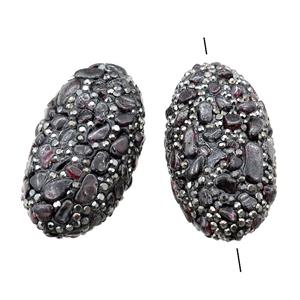 Clay oval Beads paved rhinestone with Labradorite, approx 25-45mm