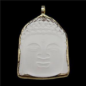 Chinese Crystal Glass buddha pendant, matte, gold plated, approx 37-50mm