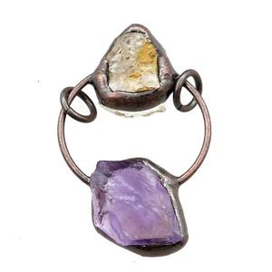 Amethyst pendant with citrine, antique red, approx 18-50mm