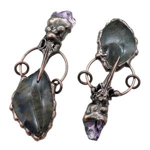 Labradorite pendant with amethyst, antique red, approx 20-80mm