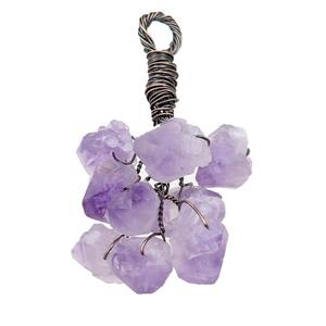 Amethyst pendant, wire wrapped, antique red, approx 30-50mm