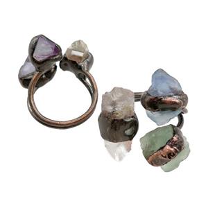 mix Gemstone Rings, adjustable, antique red, approx 10-18mm, 20mm dia