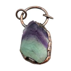 Multicolor Fluorite Pendant Nugget Freeform Antique Red, approx 20-40mm
