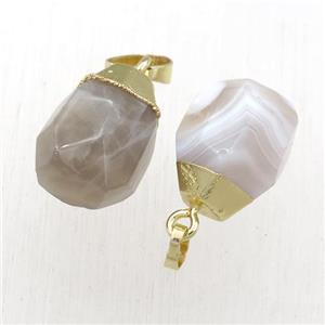 white Agate pendant, faceted teardrop, approx 12-16mm