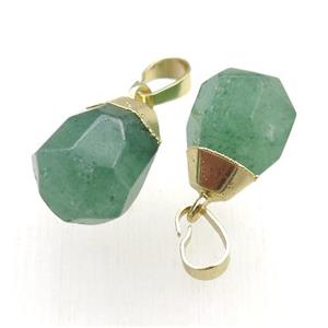 green Aventurine pendant, faceted teardrop, approx 12-16mm