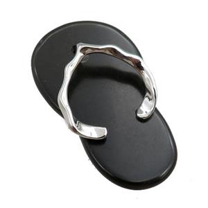 black onyx agate shoes pendant, approx 23-40mm