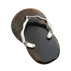 tiger eye stone shoes pendant, approx 23-40mm