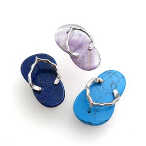 mix gemstone shoes charm pendant, approx 23-40mm