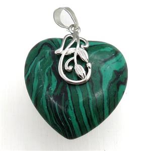 synthetic malachite heart pendant, approx 30mm