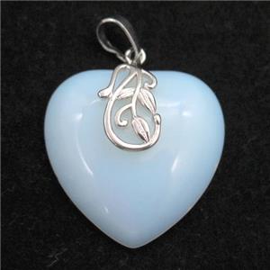 white opalite heart pendant, approx 30mm
