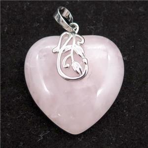 rose quartz heart pendant, approx 30mm