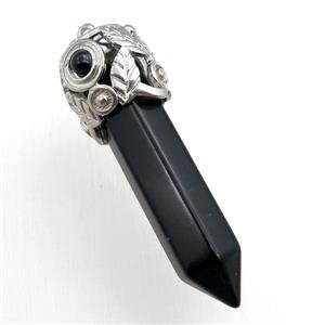 black onyx agate bullet pendant, approx 10-55mm