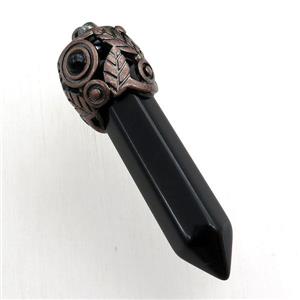 black onyx agate bullet pendant, approx 10-55mm