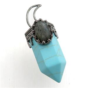 green synthetic turquoise bullet pendant, approx 15-55mm