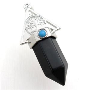 black onyx agate bullet pendant, approx 15-55mm