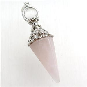 rose quartz pendulum pendant, approx 18-55mm