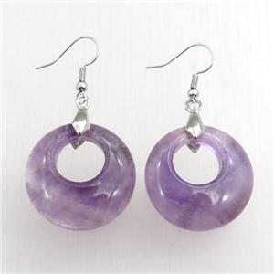 hook earring with amethyst, approx 25mm