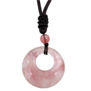 pink watermelon quartz necklace, approx 25mm, 3mm