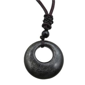 obsidian necklace, approx 25mm, 3mm