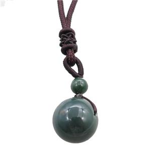 green agate necklace, approx 16mm, 3mm